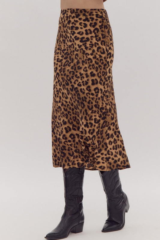 Lydia Leopard Midi Slip Skirt