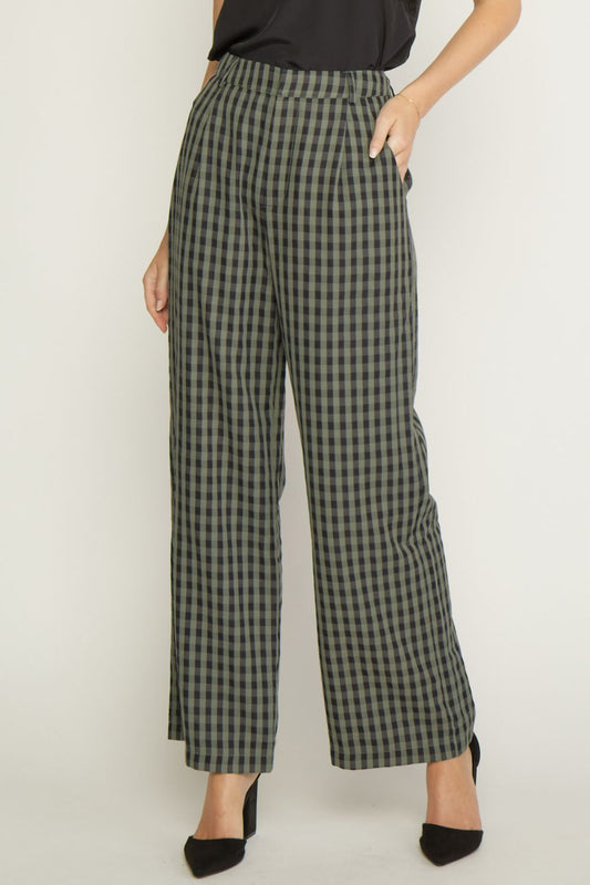 Olive Plaid Trousers