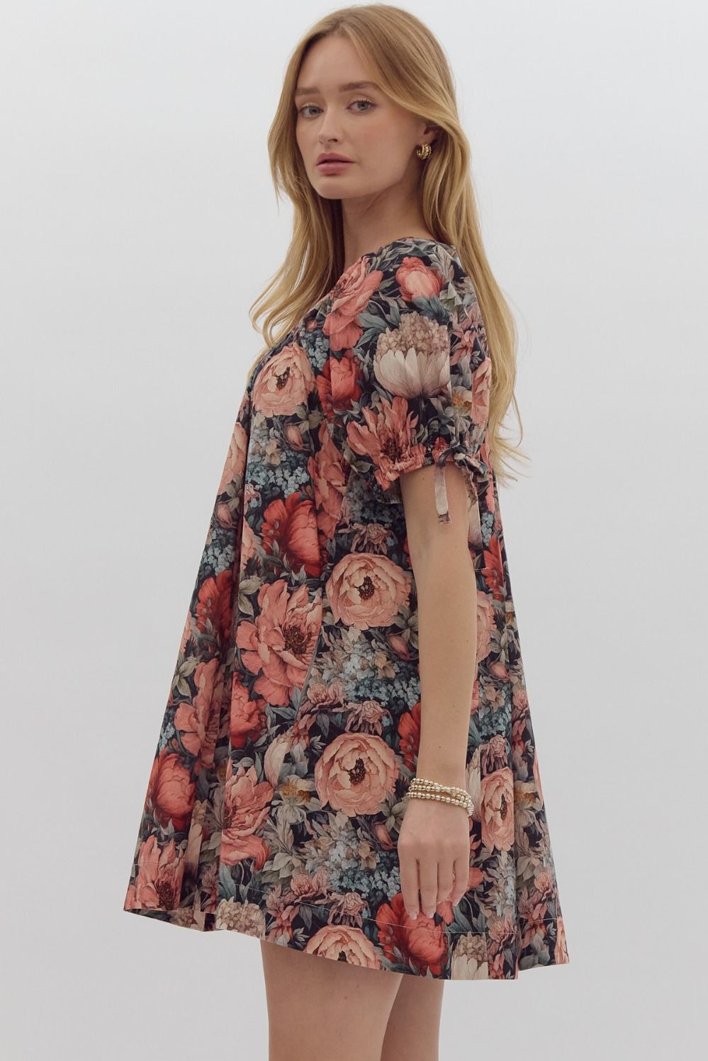 Lindsey Floral Tie Sleeve Dress