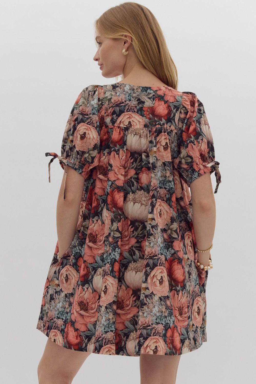 Lindsey Floral Tie Sleeve Dress