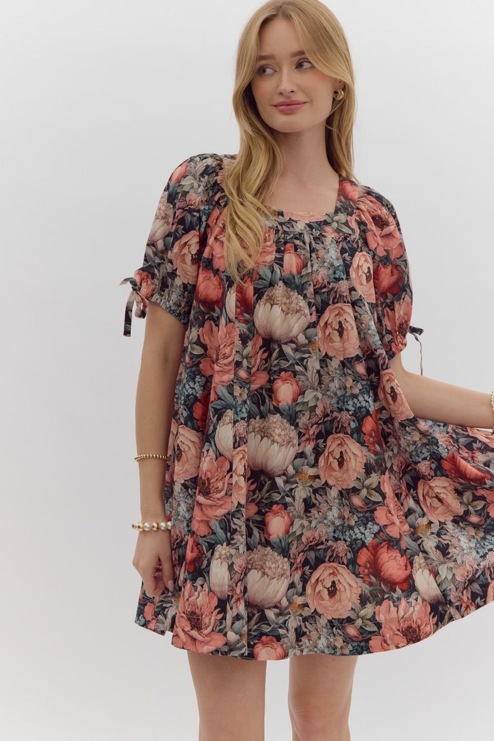 Lindsey Floral Tie Sleeve Dress