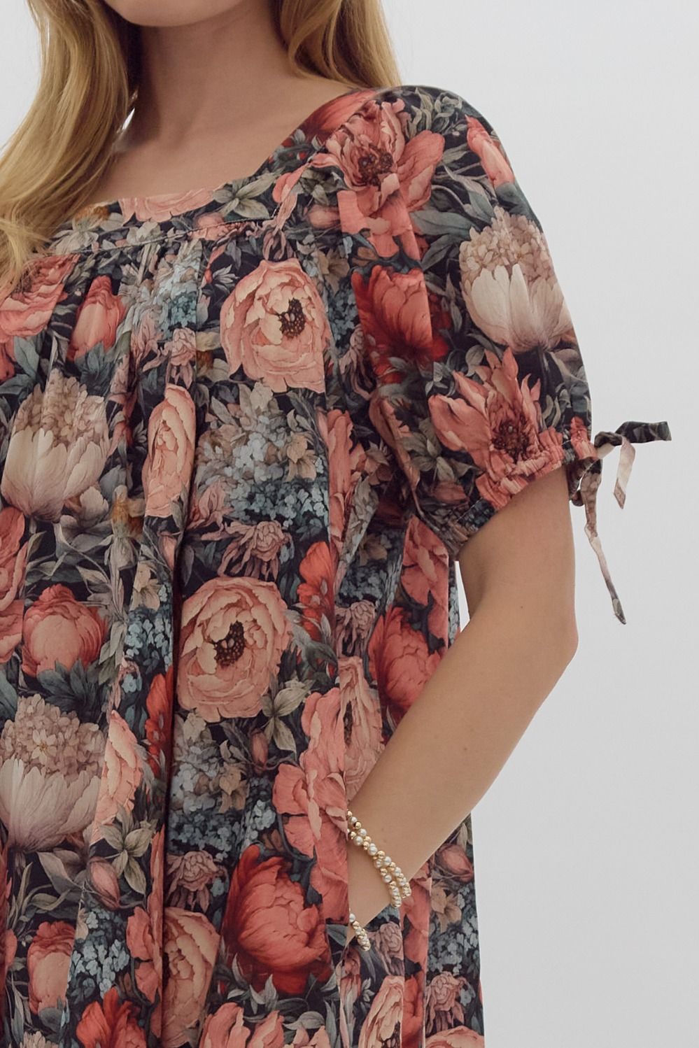 Lindsey Floral Tie Sleeve Dress