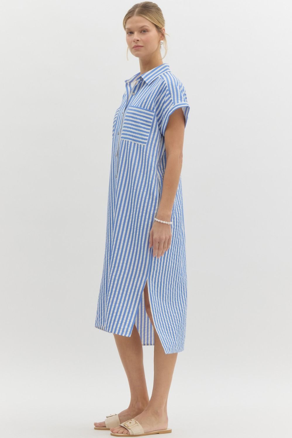 Classic Stripe Midi Shirt Dress