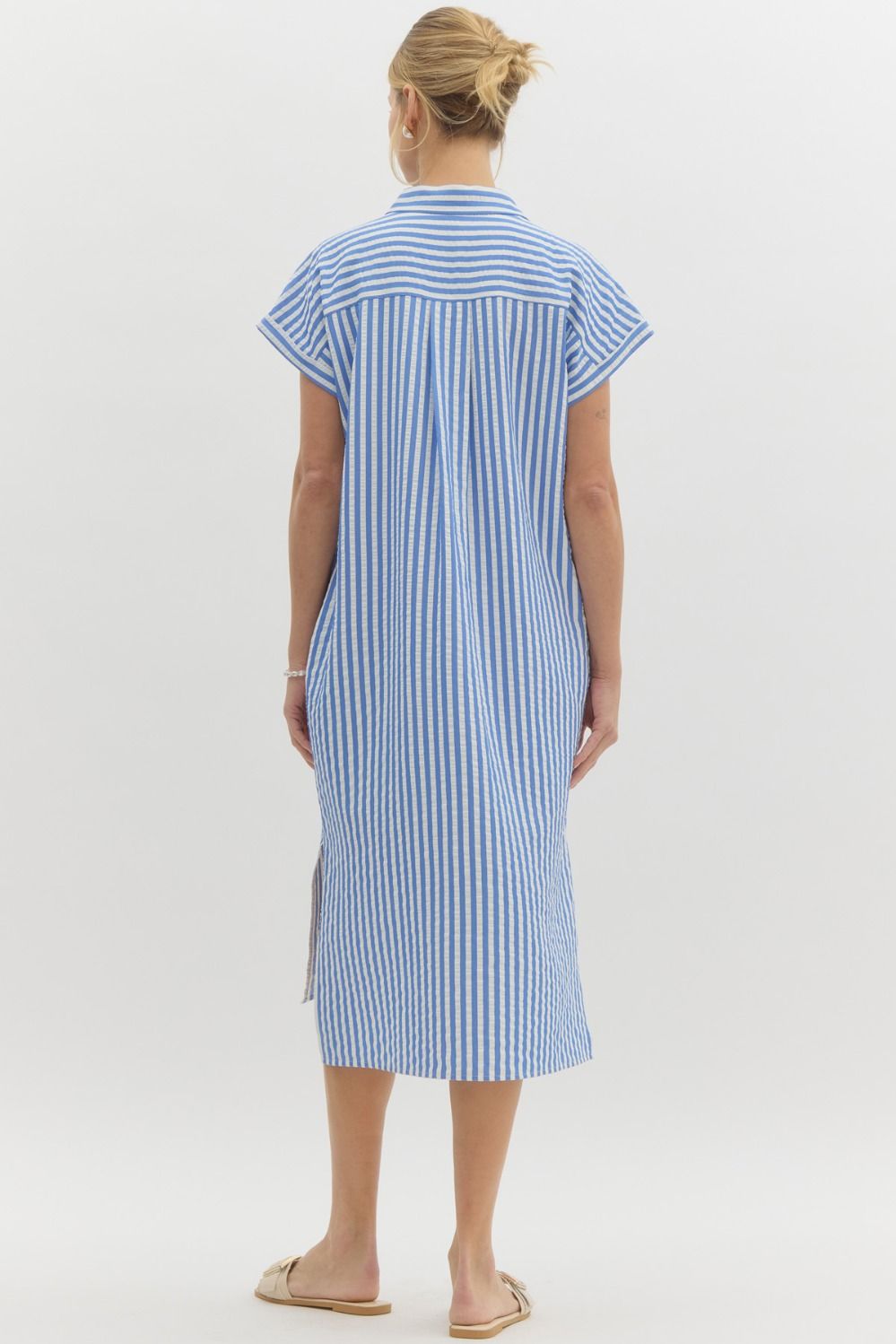 Classic Stripe Midi Shirt Dress