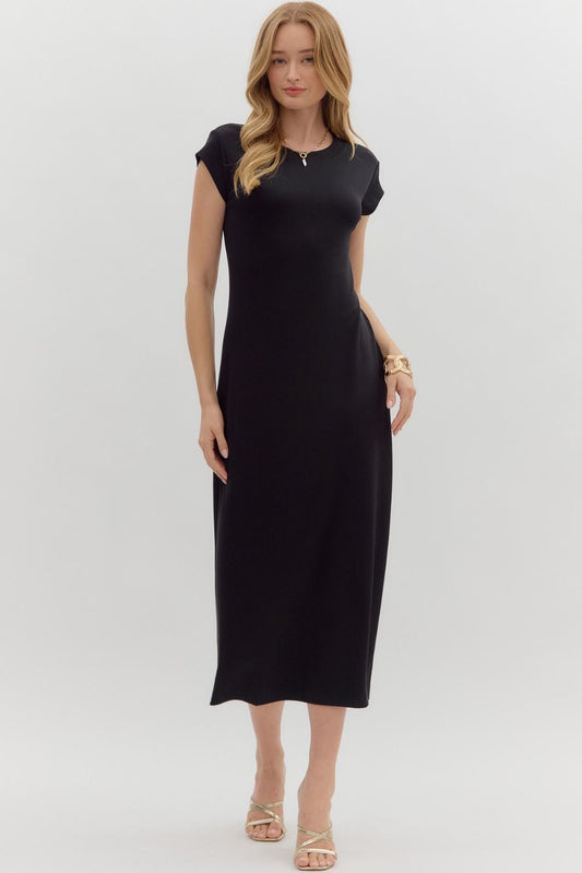 Everyday Black Midi Dress