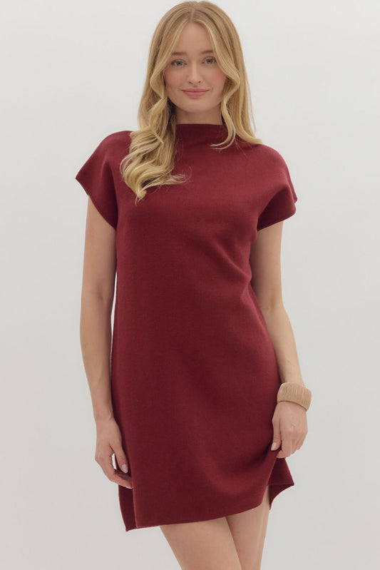 Camille Burgundy Mini Sweater Dress