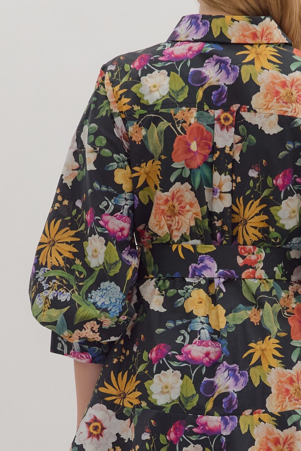 Midnight Garden Party Belted Mini Dress