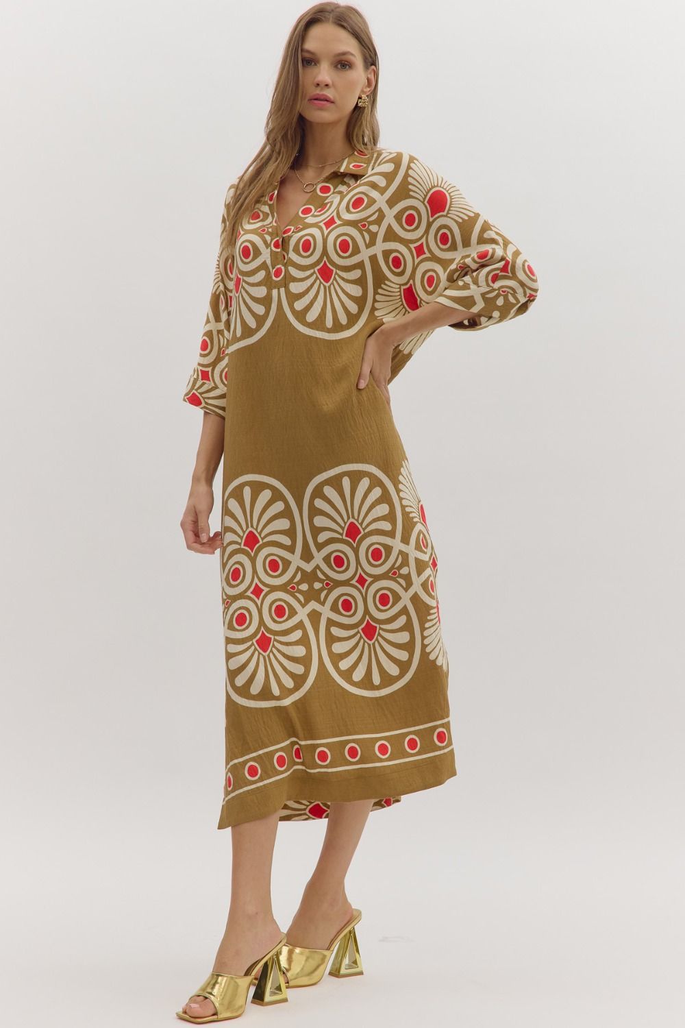 Sabrina Golden Midi Dress