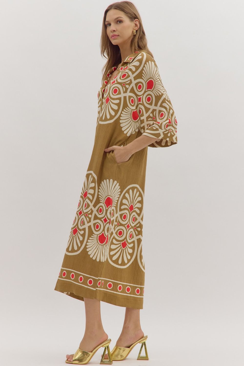 Sabrina Golden Midi Dress