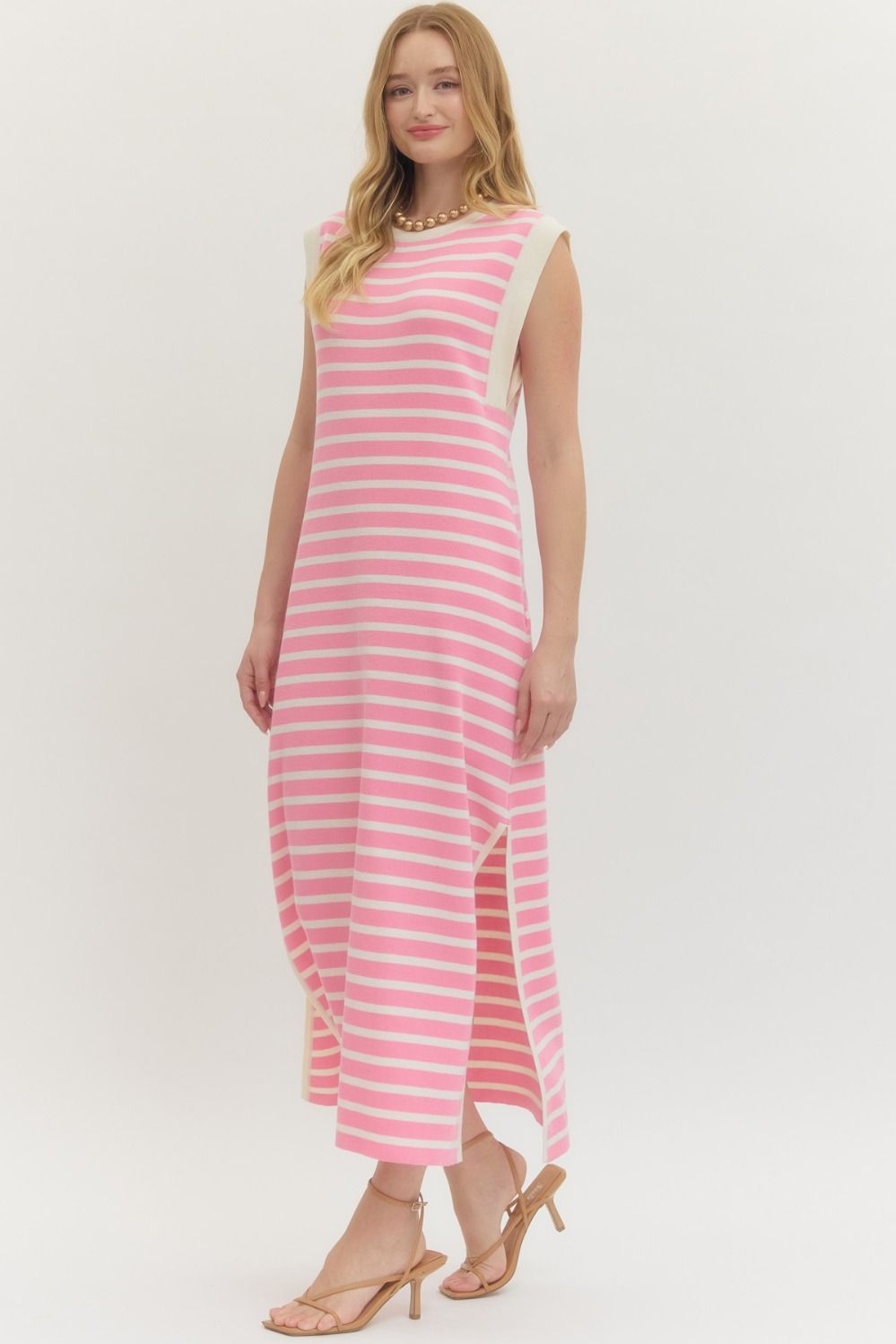 Alice Bubblegum Striped Knit Maxi Dress