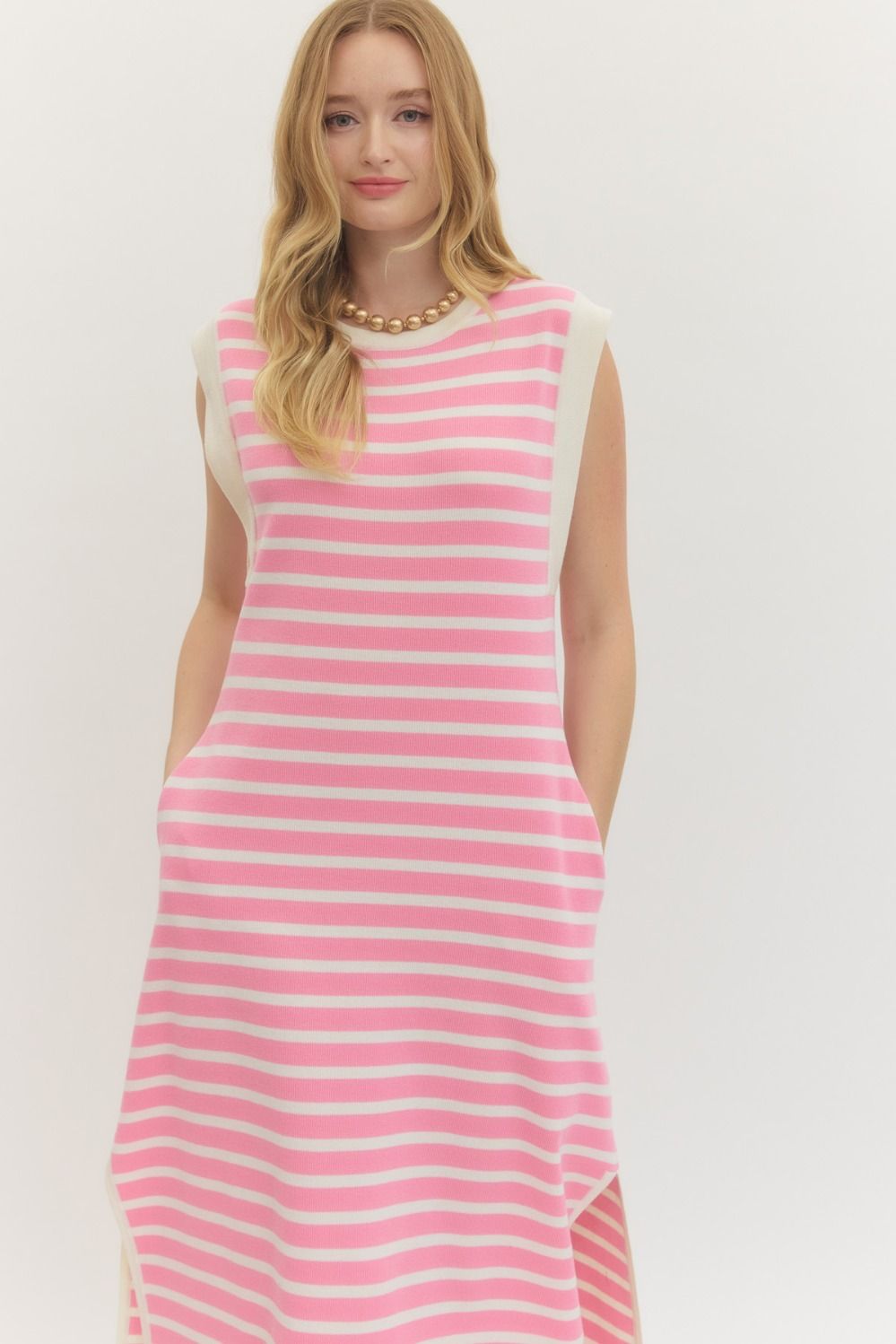 Alice Bubblegum Striped Knit Maxi Dress