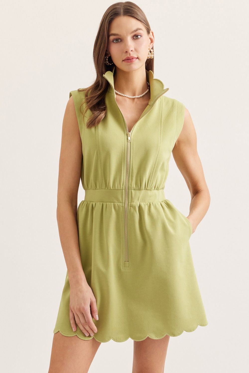 Matcha Scallop Dress