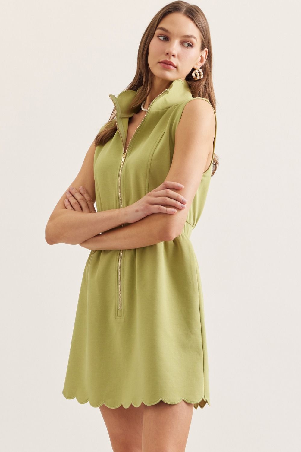Matcha Scallop Dress