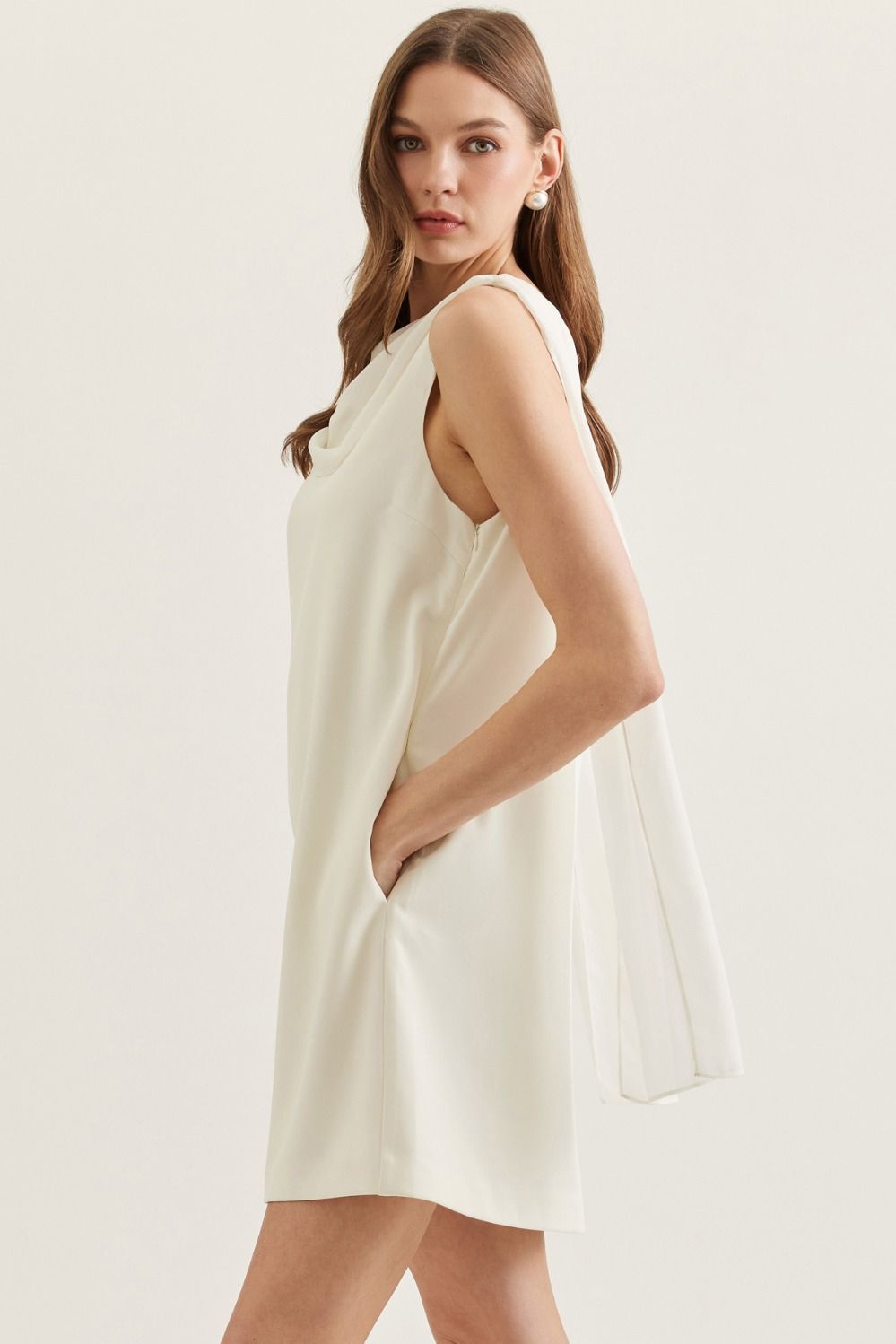 Ada Draped Cowl Neck Mini Dress
