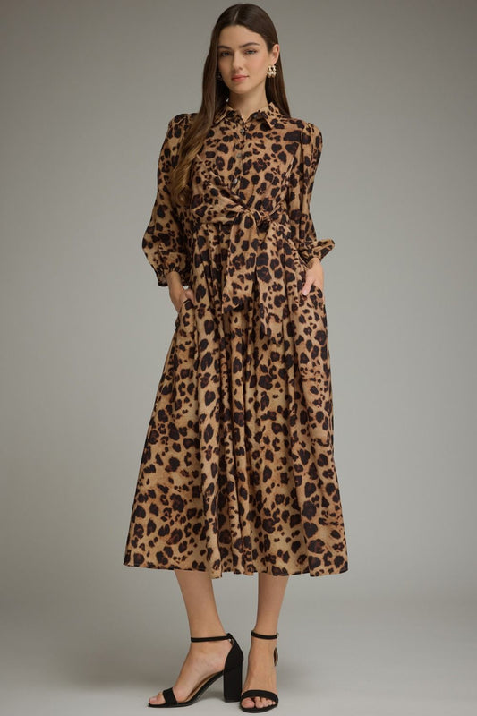 Teagan Leopard Midi Dress