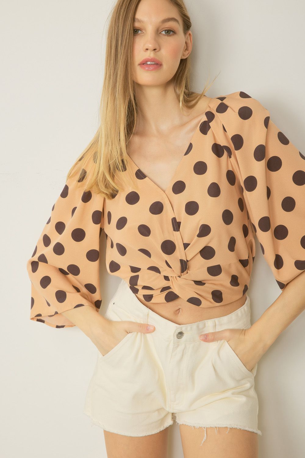 Dotted Darling Twist Front Top