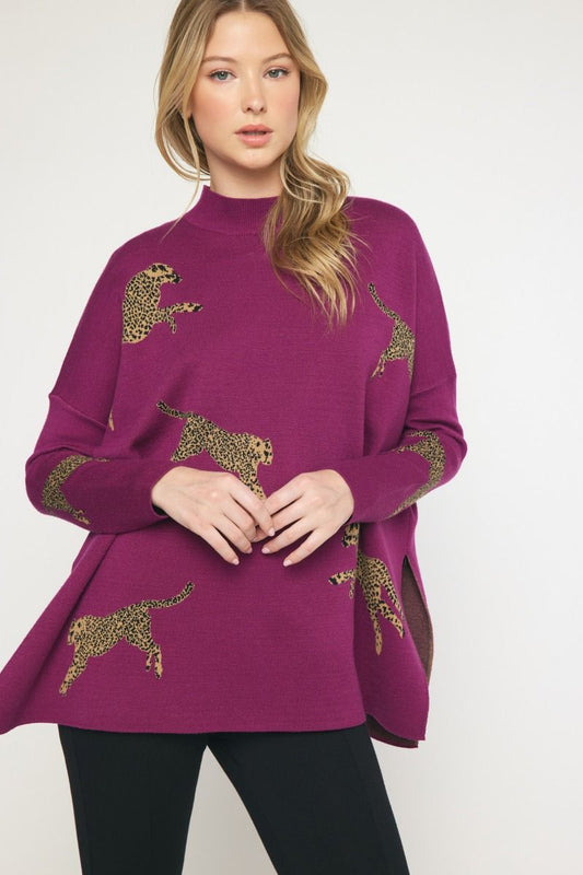 Plum Cheetah Sweater