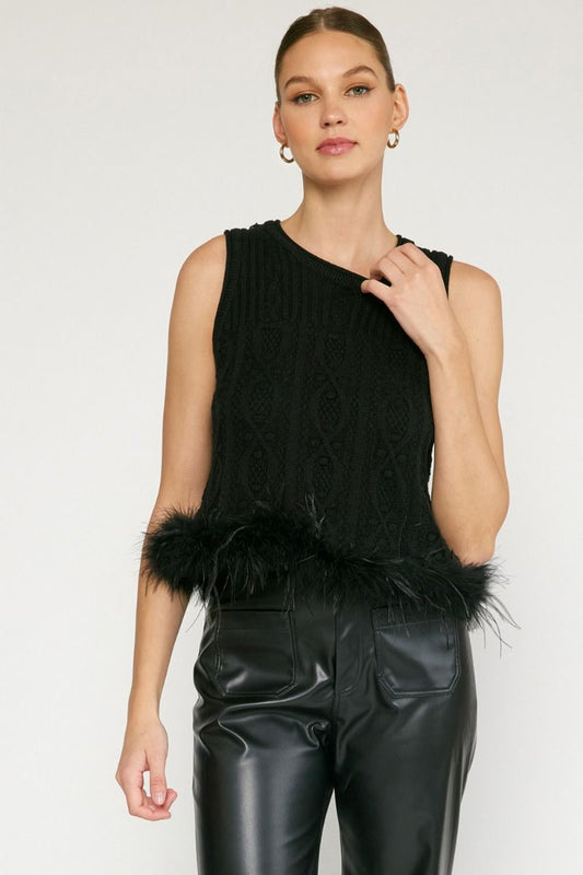 Midnight Glam Feather Tank