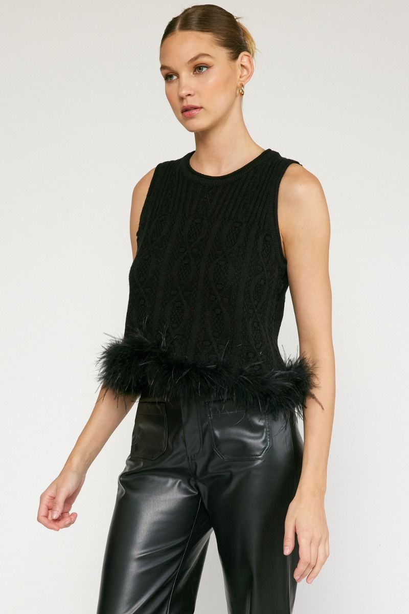 Midnight Glam Feather Tank