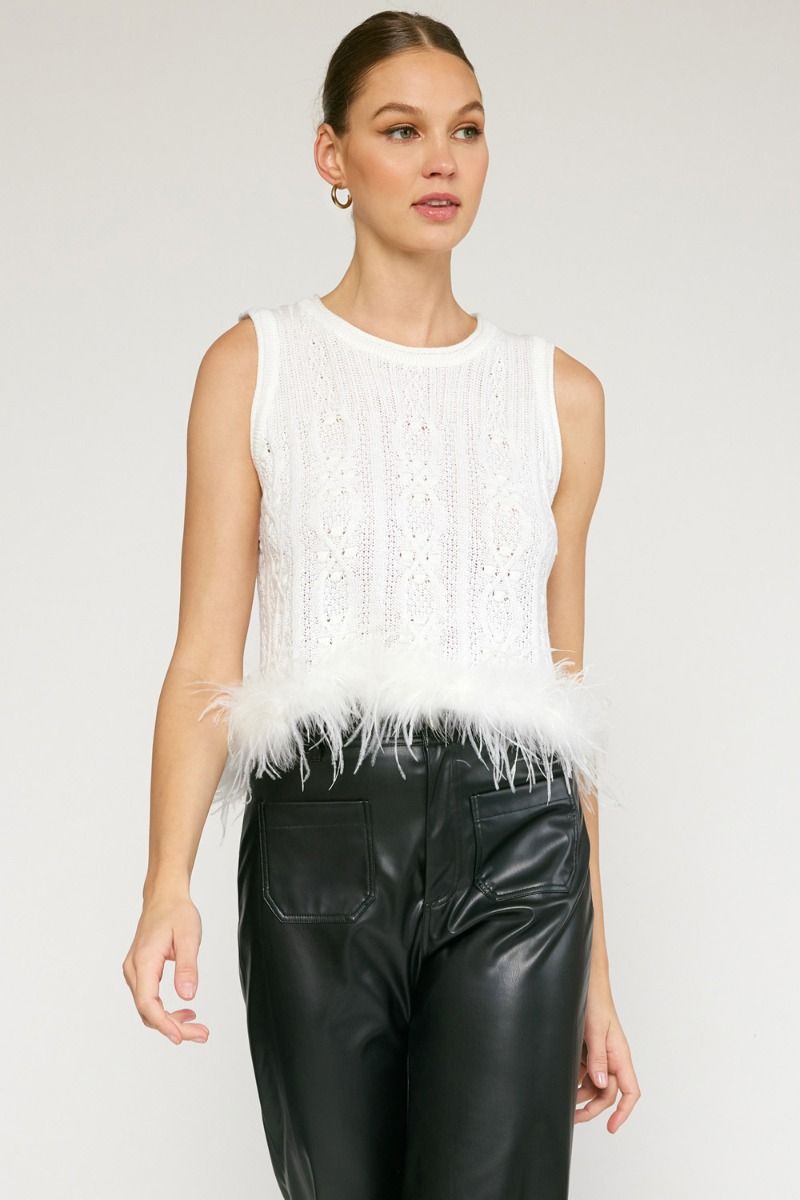Feathered Frost Knit Tank