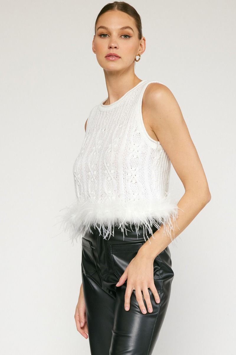 Feathered Frost Knit Tank