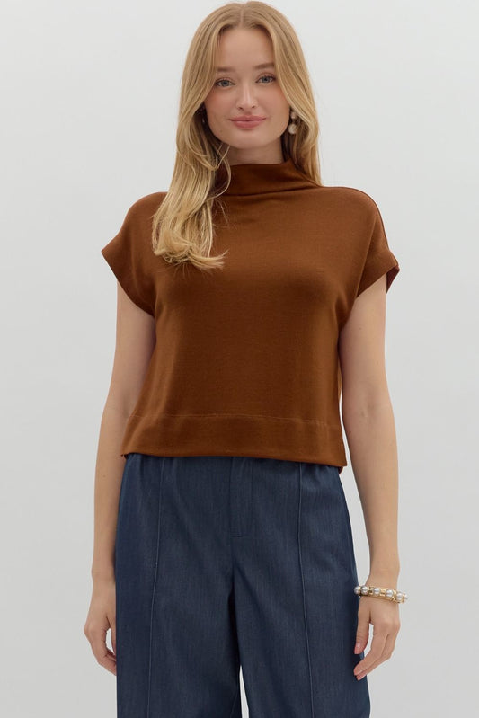 Rust Mock Neck Pullover