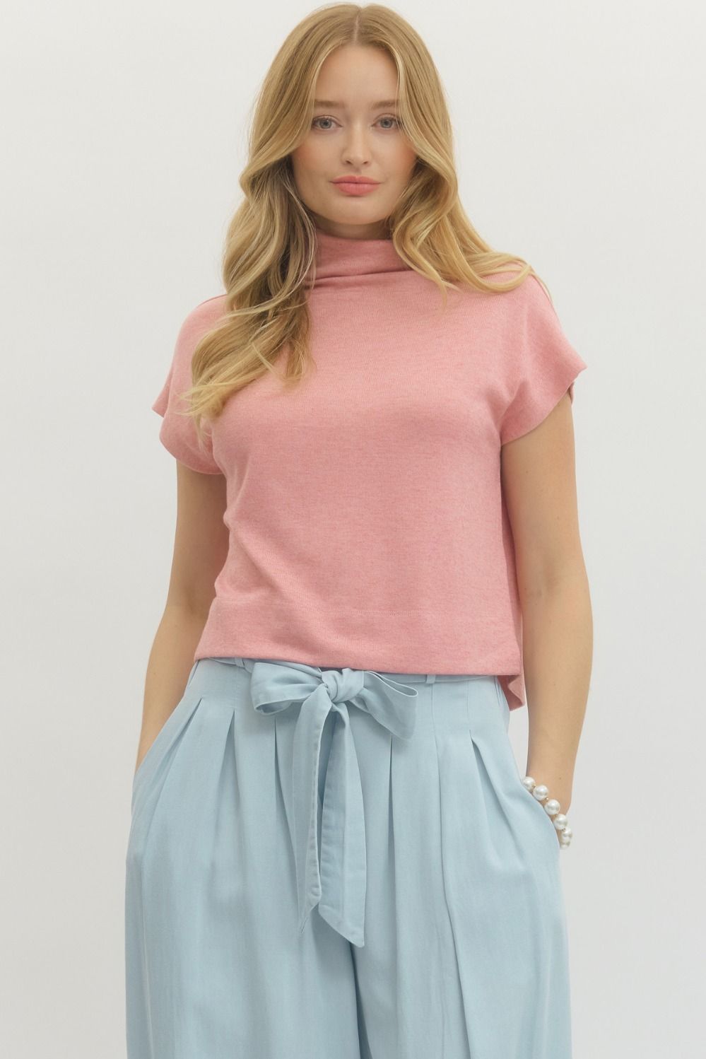 Light Pink Heather Mockneck