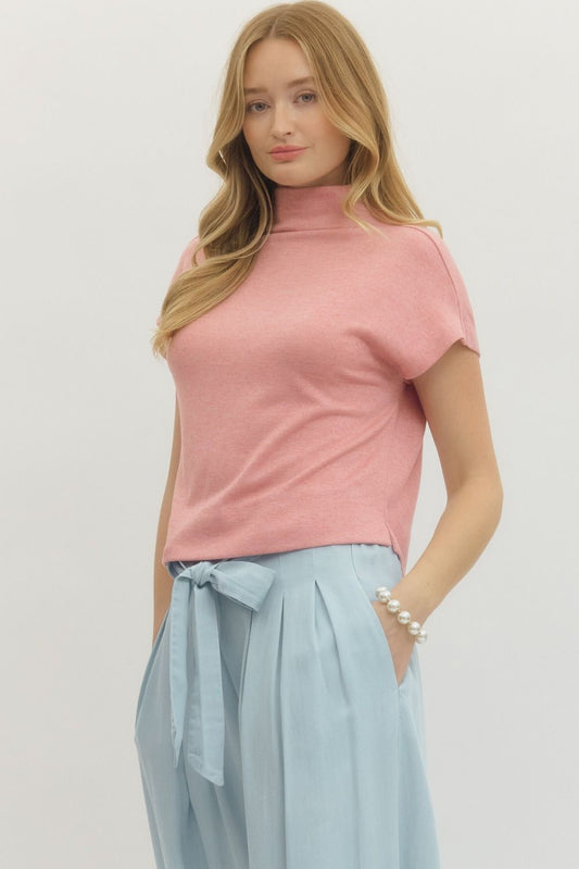 Light Pink Heather Mockneck