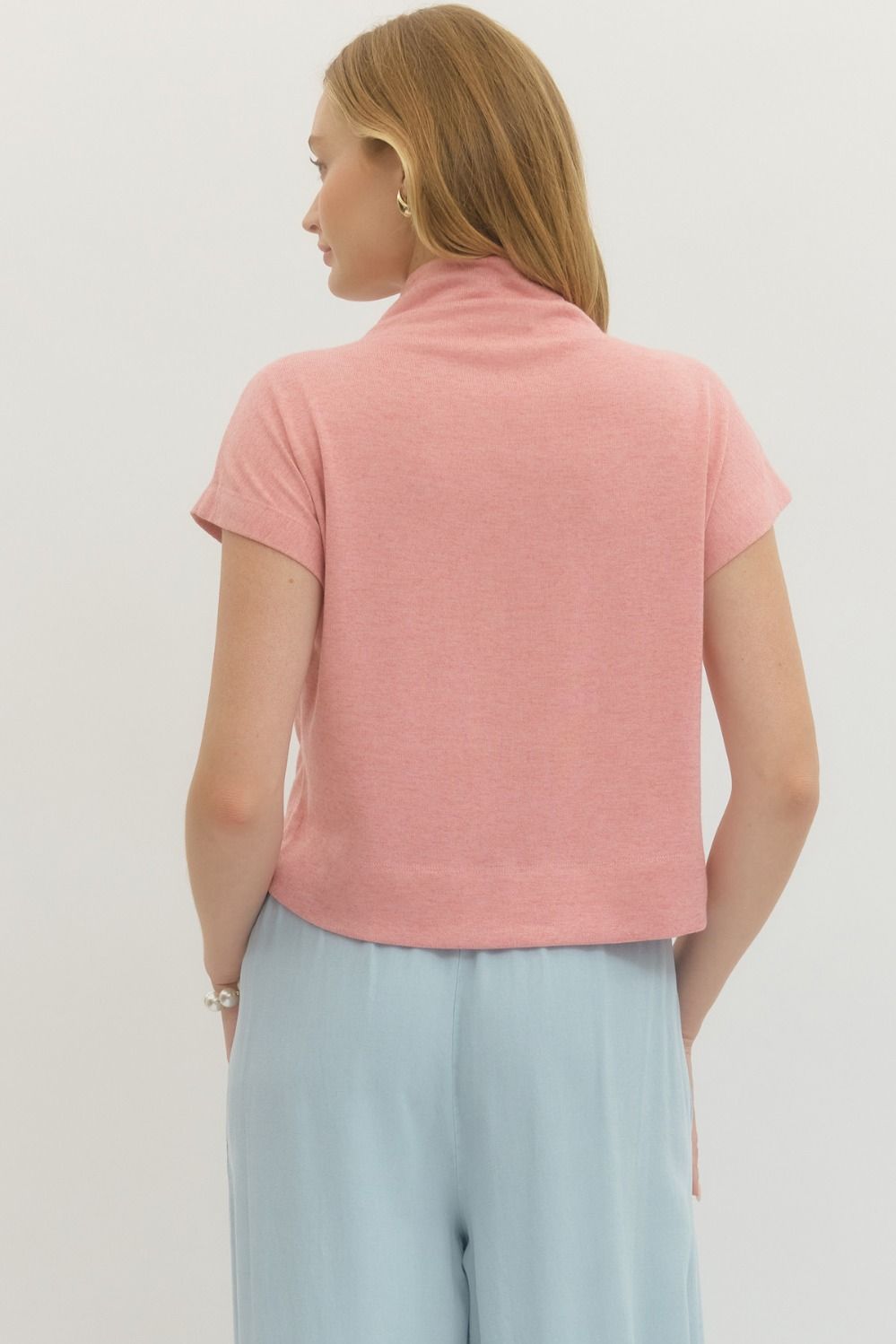 Light Pink Heather Mockneck