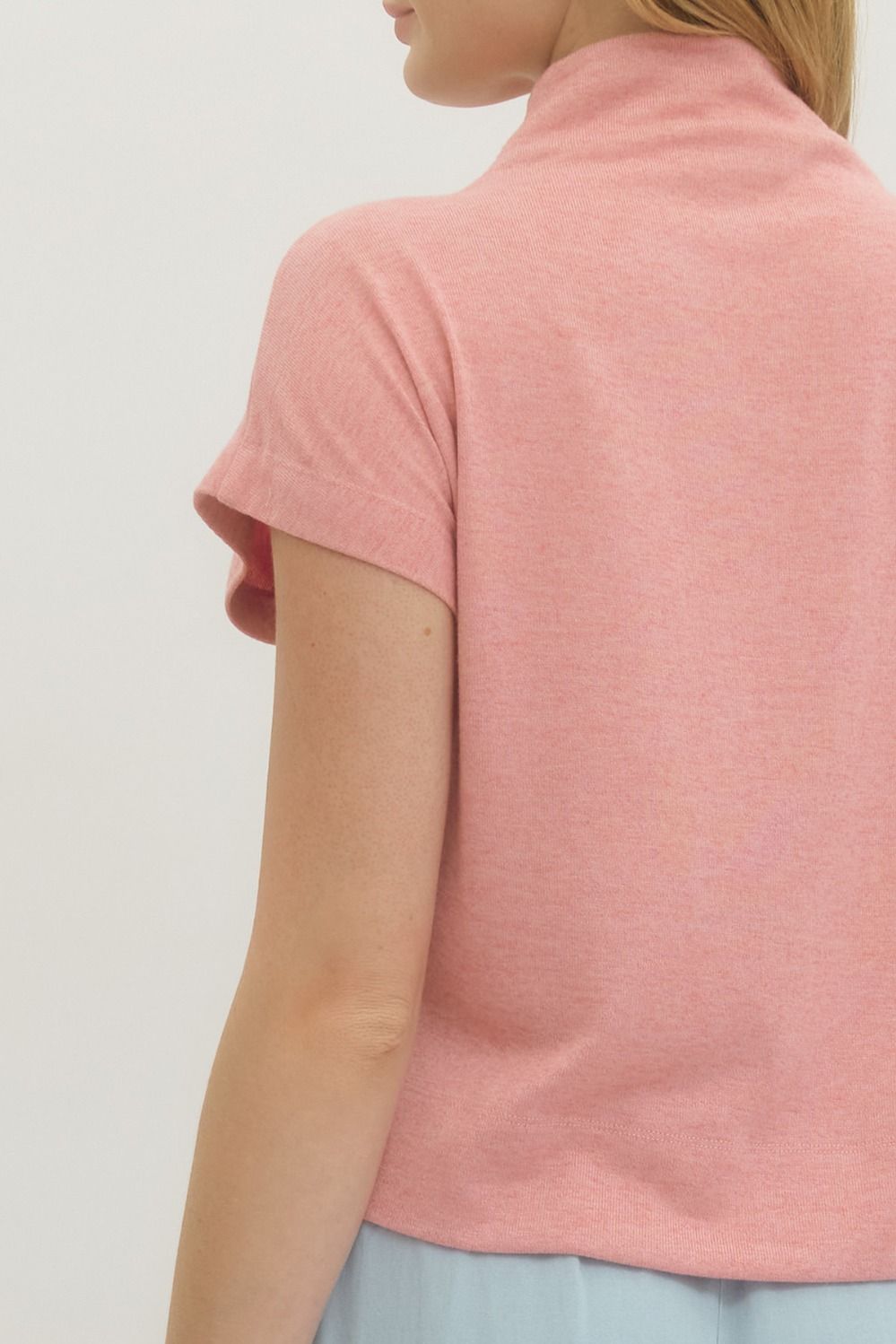 Light Pink Heather Mockneck