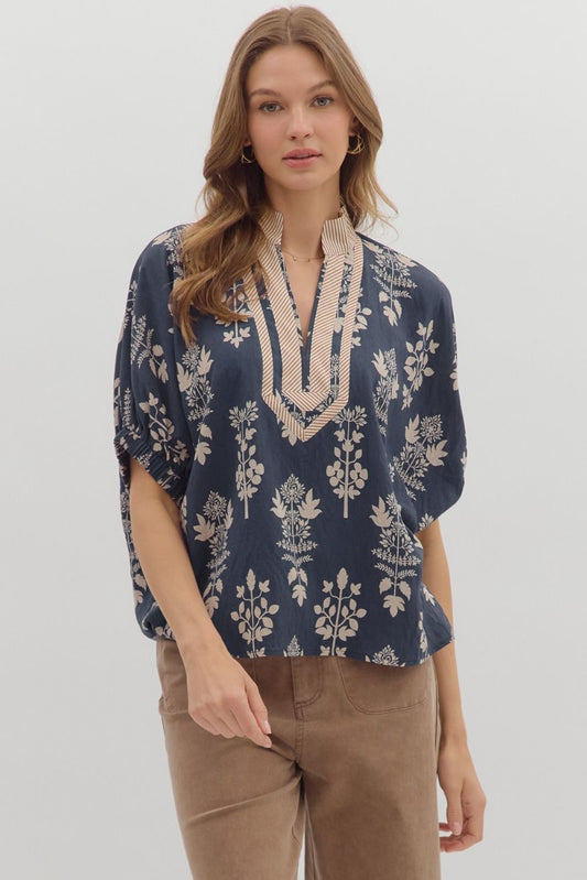 Midnight Wildflower Whisper Blouse
