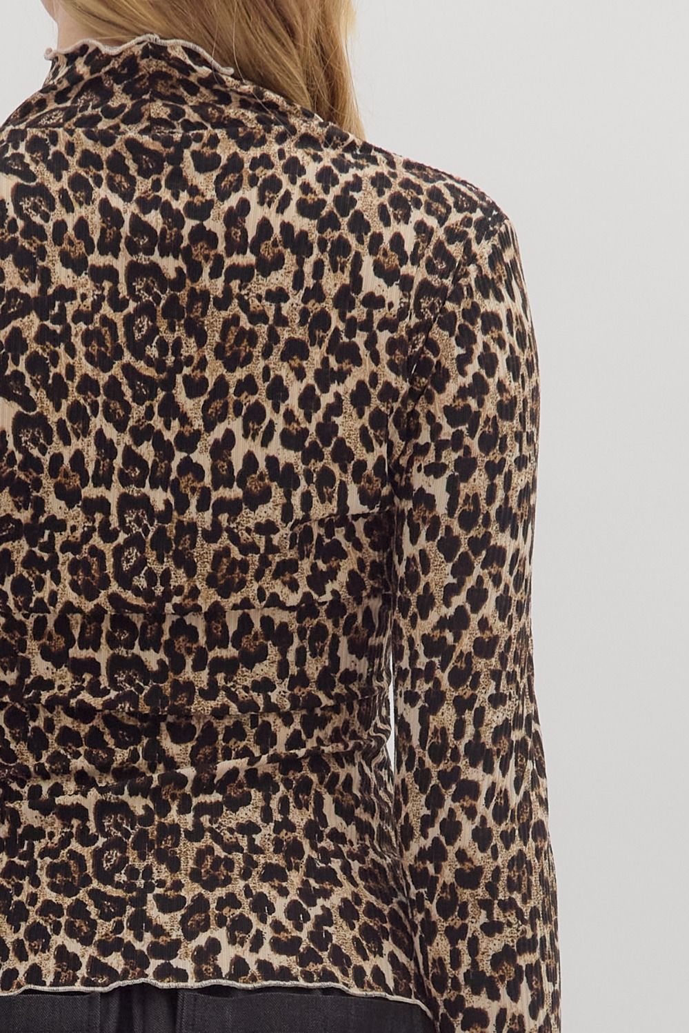 Camel Leopard Mockneck Top