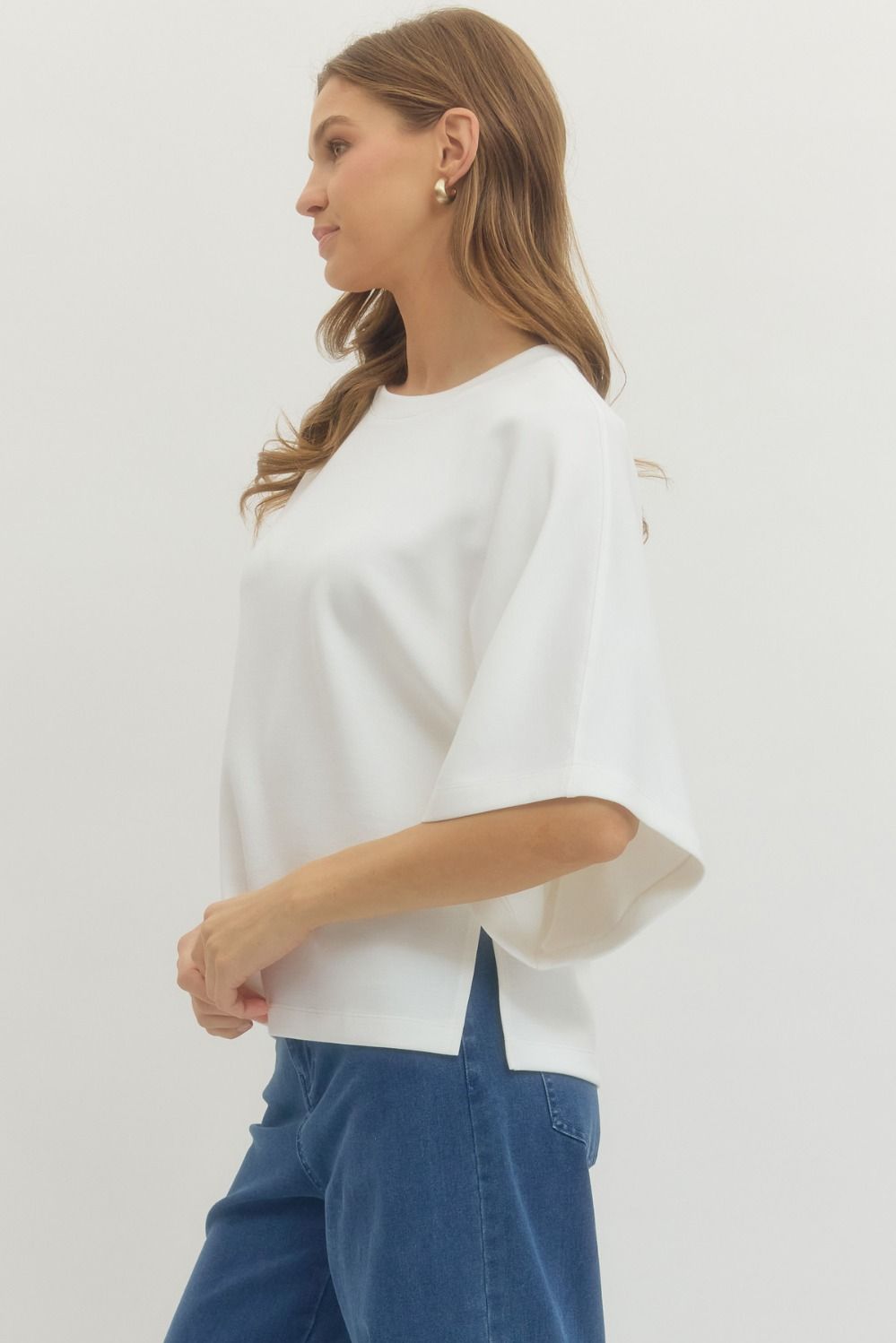 Clean Cut White Dolman Tee