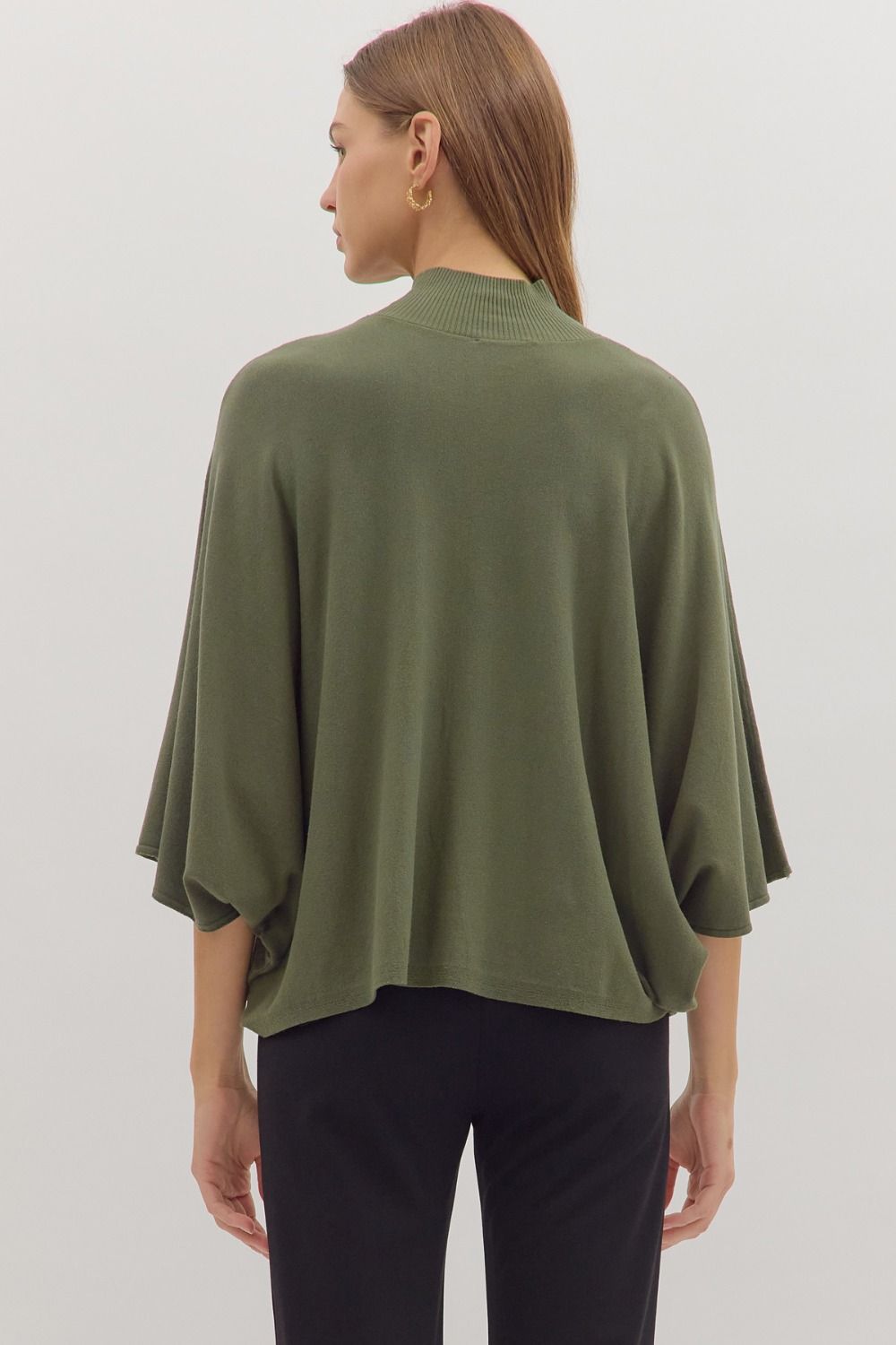 Olive Draped Knit Top