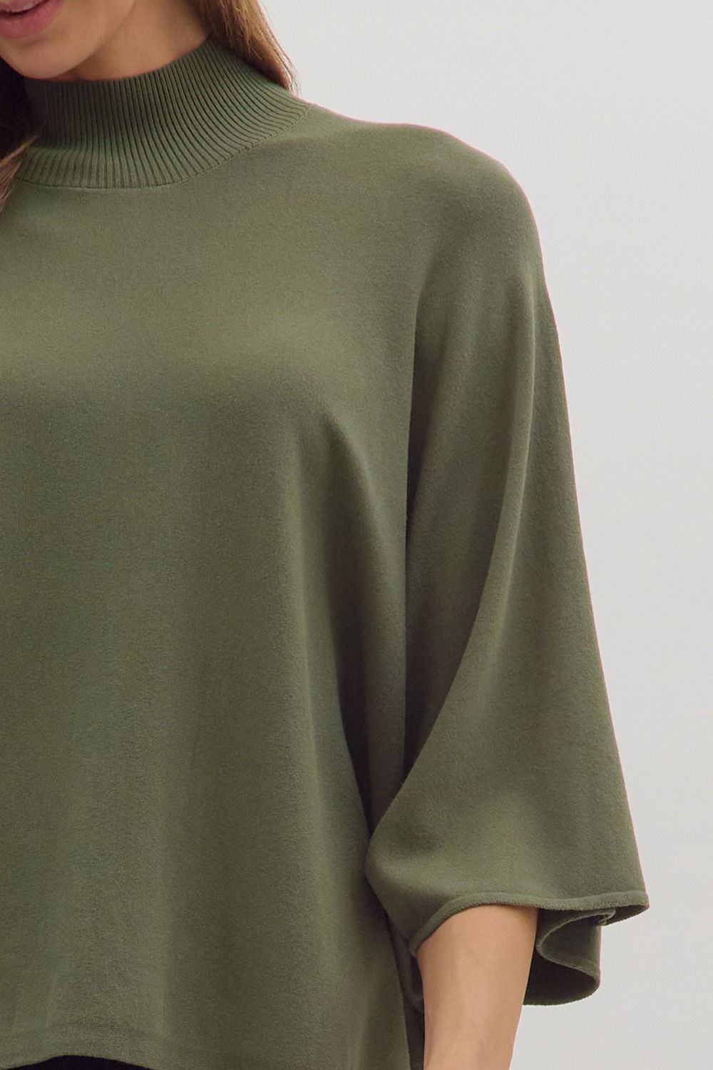 Olive Draped Knit Top