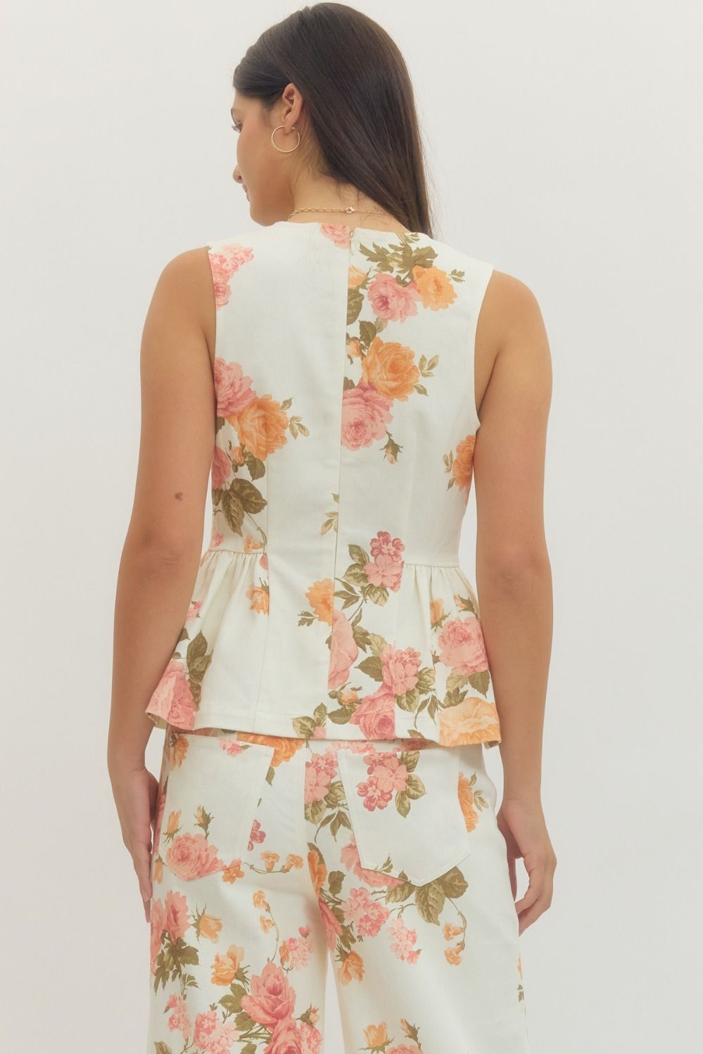 Peaches & Cream Floral Peplum Top