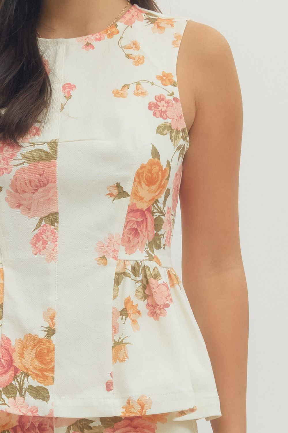 Peaches & Cream Floral Peplum Top
