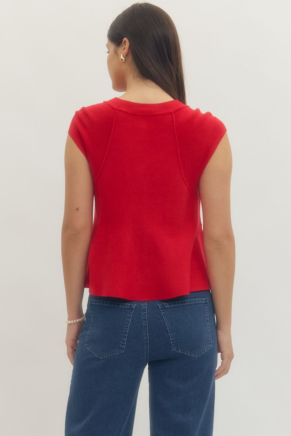 Cherry Red Peplum Knit Tank