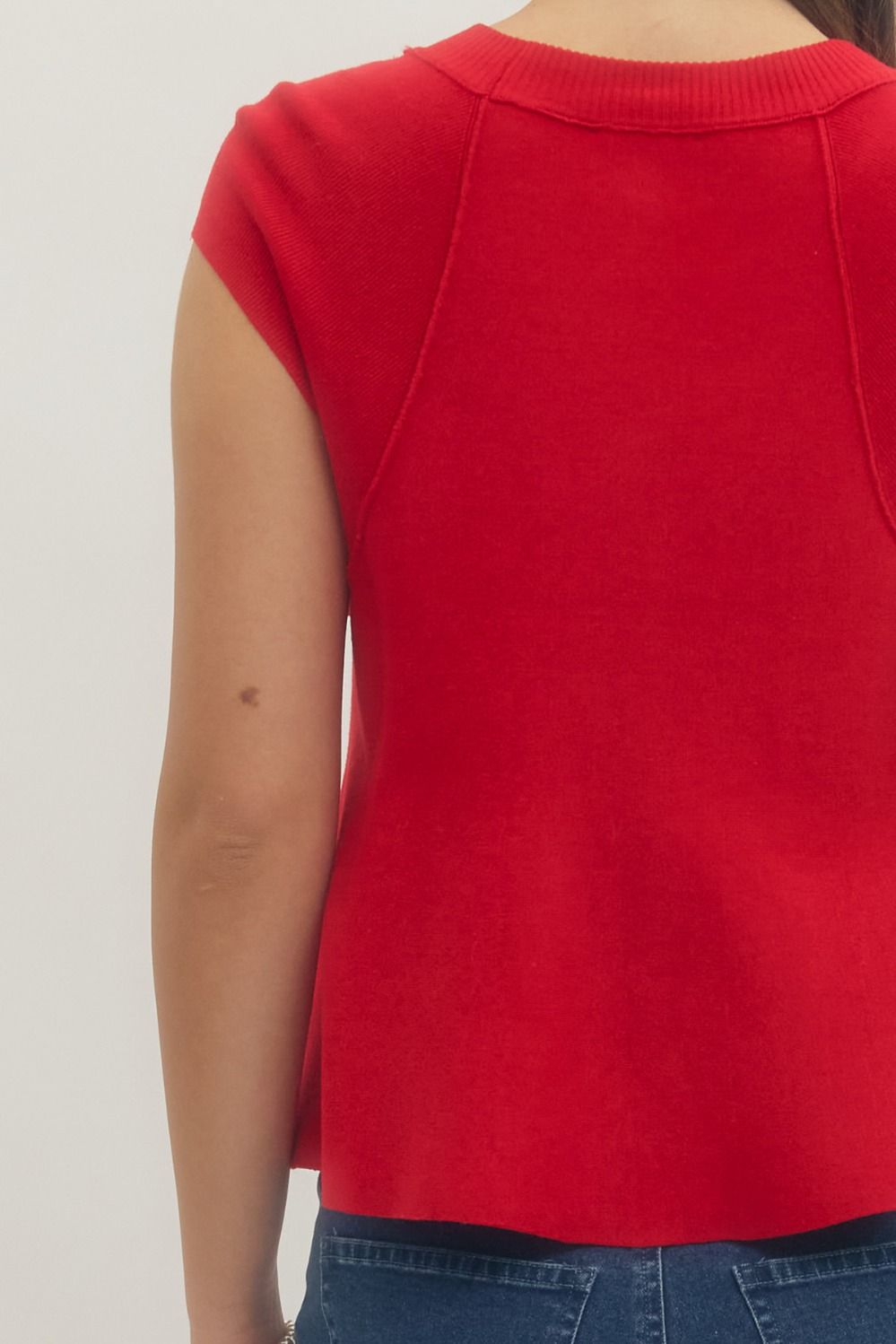 Cherry Red Peplum Knit Tank