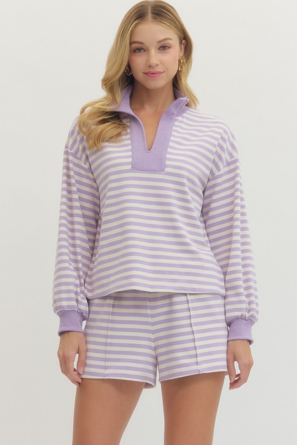 Lavender Stripe Lounge Pullover