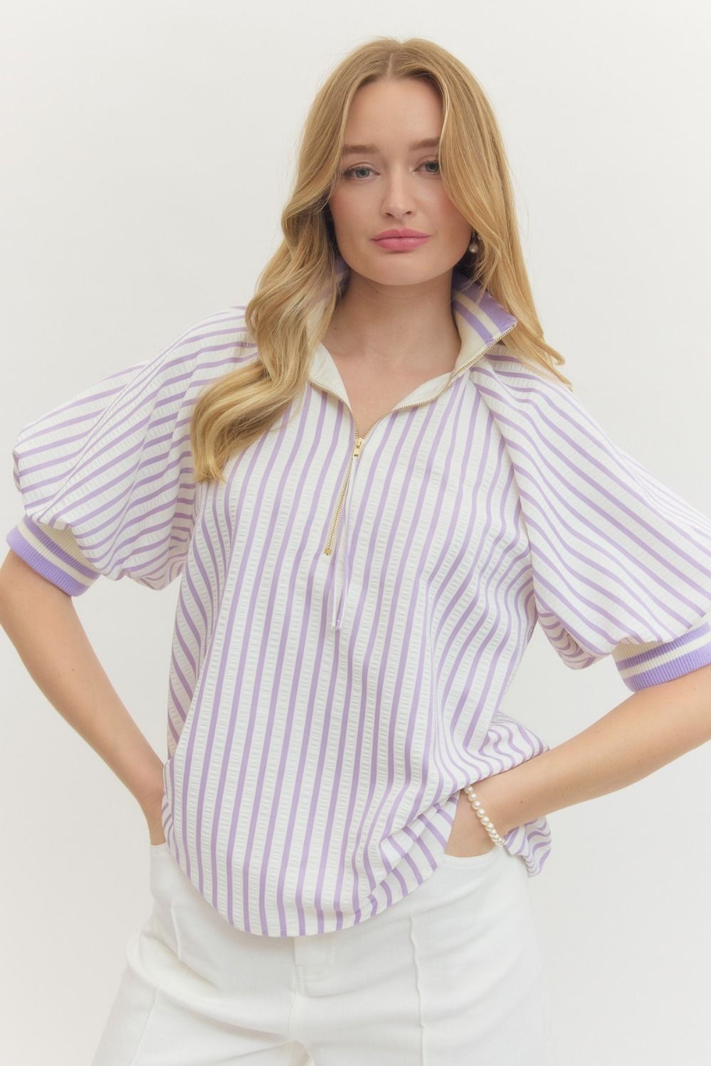 Lavender Latte Stripe Top