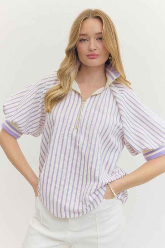 Lavender Latte Stripe Top