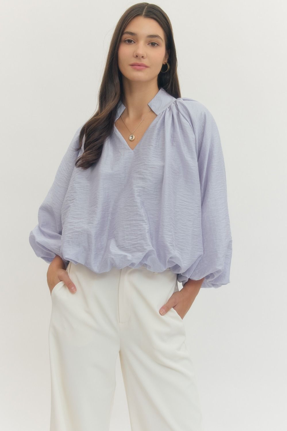 Breathless Blue Bubble Blouse