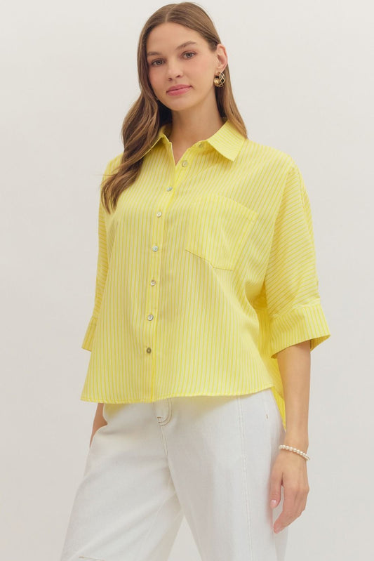 Lemon Breeze Pinstripe Top