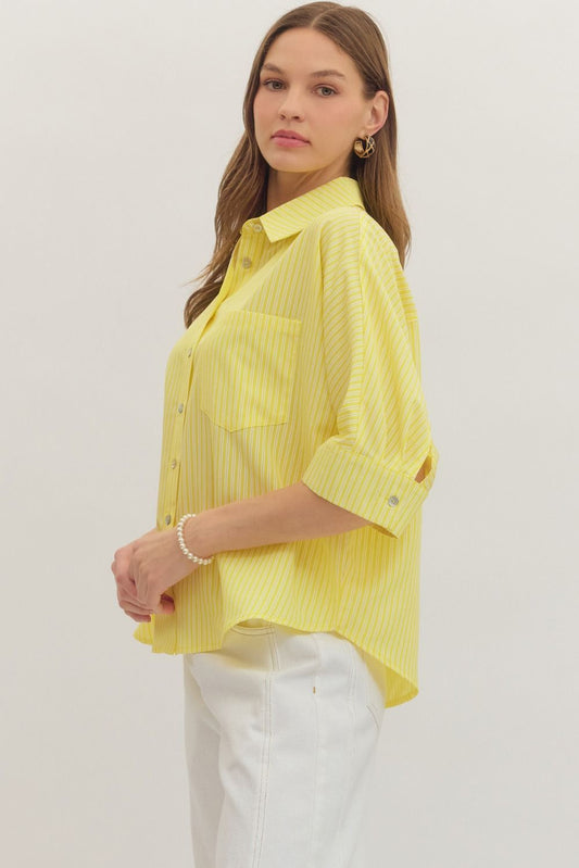 Lemon Breeze Pinstripe Top