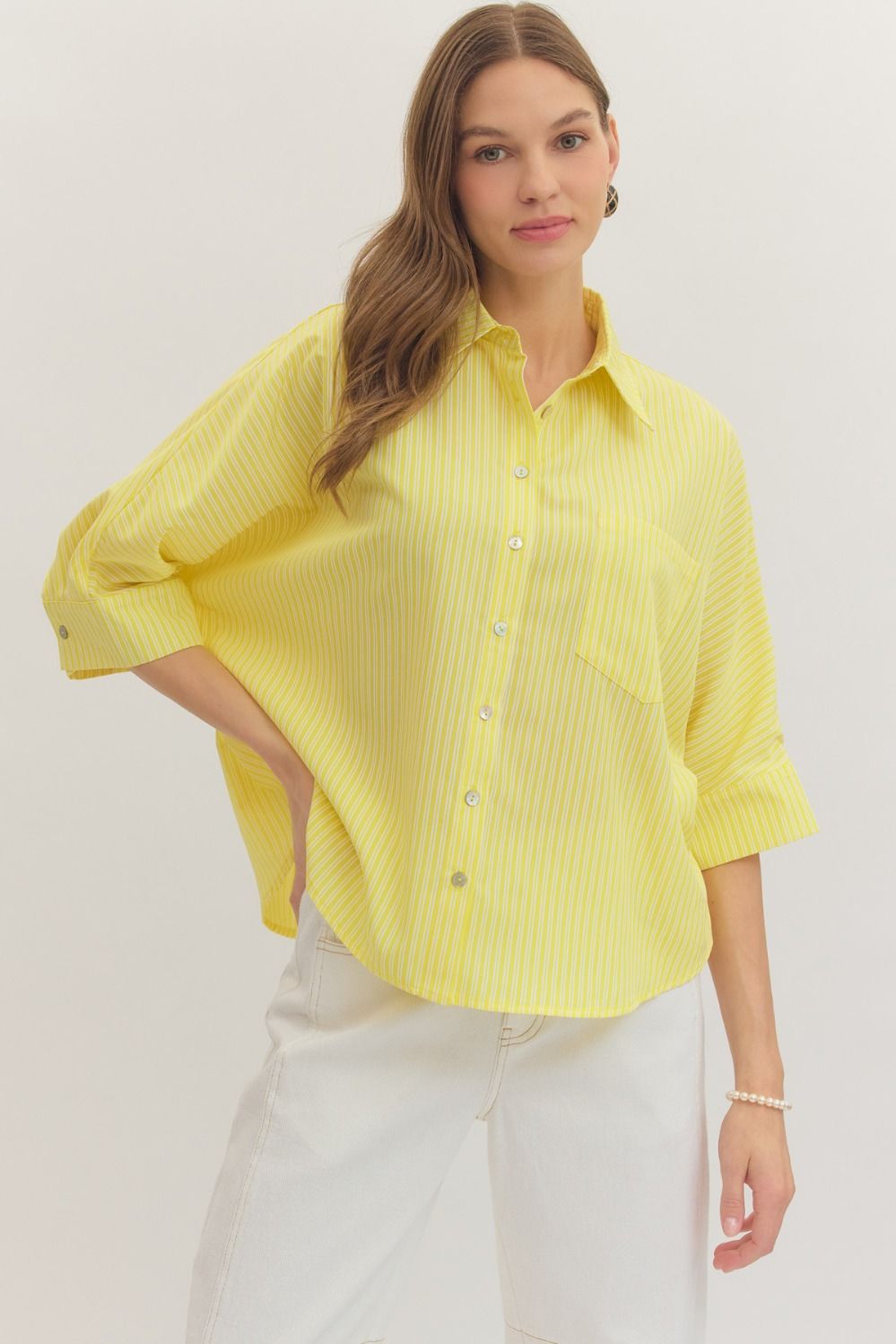 Lemon Breeze Pinstripe Top