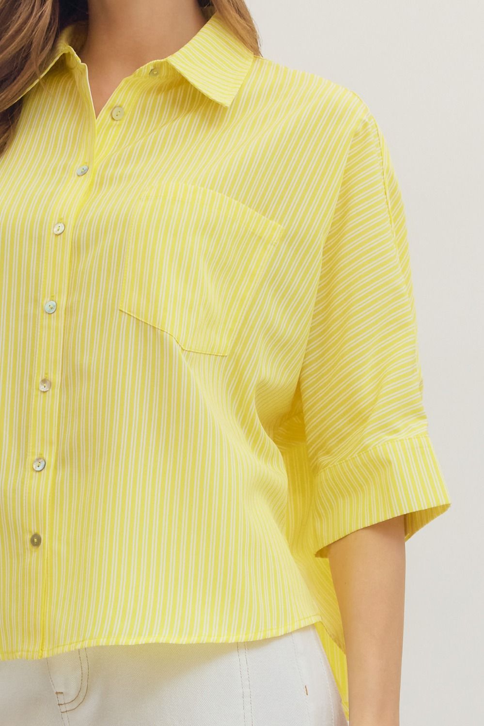Lemon Breeze Pinstripe Top
