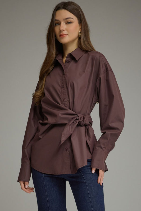 Espresso Affair Tie Blouse