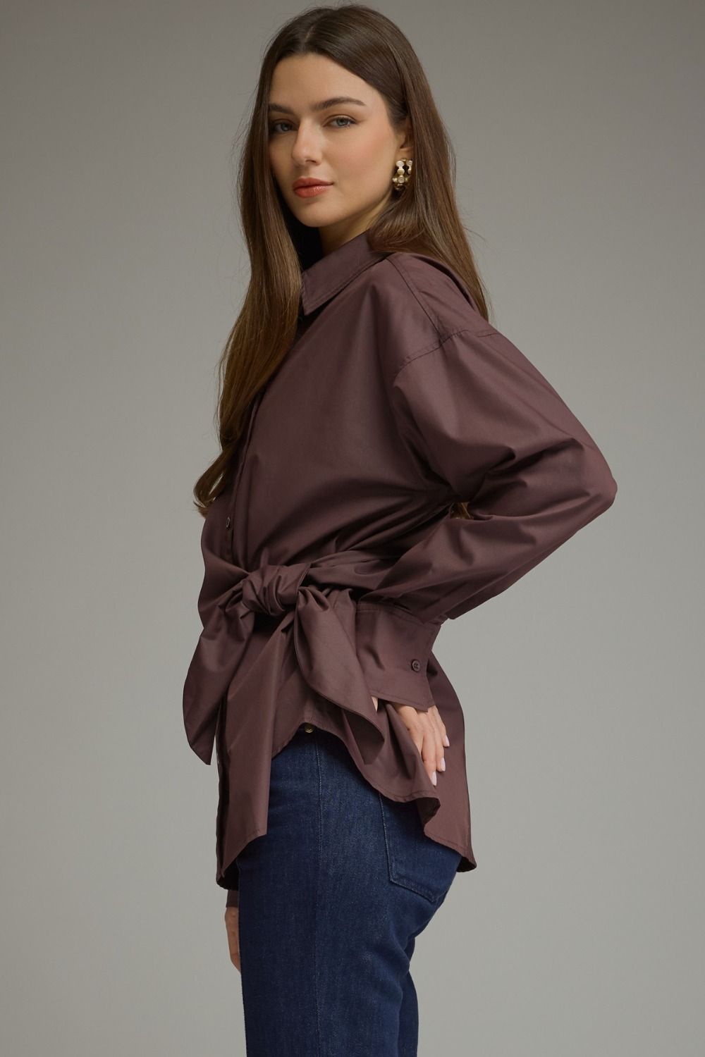 Espresso Affair Tie Blouse