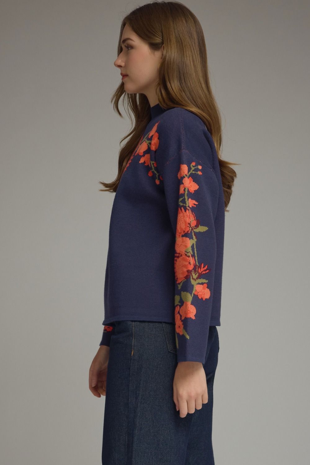 Navy Bloom Knit Sweater